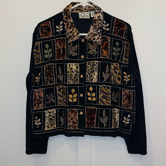Tantrums VTG Tapestry Art-to-Wear Funky Jacket, Size medium Animal Print Floral - Picture 2 of 5
